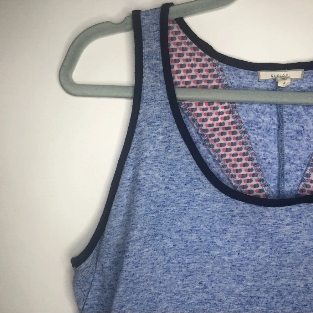 PLEIONY sleeveless tank top blue with blocks of polka dots M - Picture 8 of 10